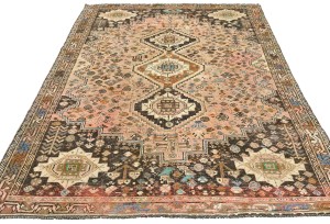 Antique Muted Rusty Pink Tribal 5X8 Distressed Vintage Oriental Rug