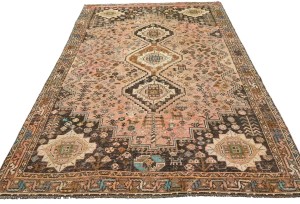 Antique Muted Rusty Pink Tribal 5X8 Distressed Vintage Oriental Rug