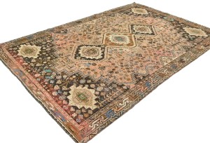Antique Muted Rusty Pink Tribal 5X8 Distressed Vintage Oriental Rug