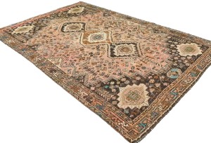 Antique Muted Rusty Pink Tribal 5X8 Distressed Vintage Oriental Rug