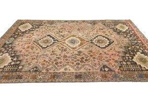 Antique Muted Rusty Pink Tribal 5X8 Distressed Vintage Oriental Rug