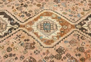 Antique Muted Rusty Pink Tribal 5X8 Distressed Vintage Oriental Rug
