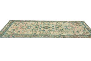 Antique Muted Peach Tribal 3'2X9'6 Distressed Vintage Oriental Runner Rug