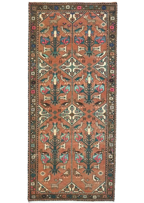 Antique Muted Rust Tribal 4X8 Distressed Vintage Oriental Runner Rug