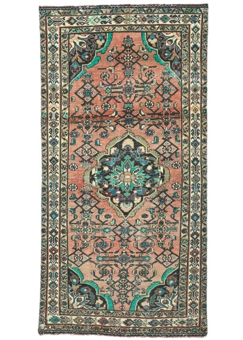 Antique Muted Tribal 4X8 Distressed Vintage Oriental Runner Rug