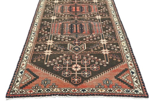 Antique Muted Brown Tribal 4X9 Distressed Vintage Oriental Runner Rug