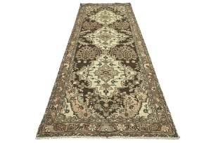 Antique Muted Brown Tribal 3'3X9'6 Distressed Vintage Oriental Runner Rug