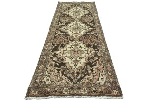 Antique Muted Brown Tribal 3'3X9'6 Distressed Vintage Oriental Runner Rug