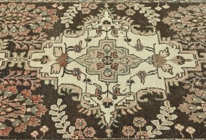 Antique Muted Brown Tribal 3'3X9'6 Distressed Vintage Oriental Runner Rug