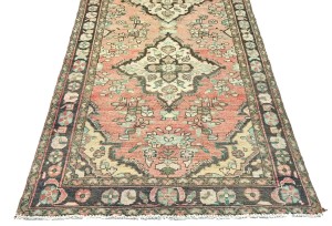 Antique Muted Salmon Tribal 3'3X9'7 Distressed Vintage Oriental Runner Rug