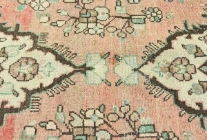 Antique Muted Salmon Tribal 3'3X9'7 Distressed Vintage Oriental Runner Rug