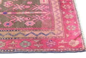 Antique Muted Pink Tribal 4X9 Distressed Vintage Oriental Runner Rug