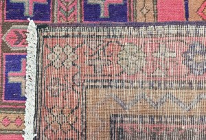 Antique Muted Pink Tribal 4X9 Distressed Vintage Oriental Runner Rug