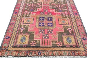 Antique Muted Pink Tribal 4X9 Distressed Vintage Oriental Runner Rug