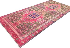 Antique Muted Pink Tribal 4X9 Distressed Vintage Oriental Runner Rug