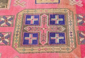 Antique Muted Pink Tribal 4X9 Distressed Vintage Oriental Runner Rug