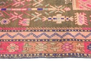 Antique Muted Pink Tribal 4X9 Distressed Vintage Oriental Runner Rug