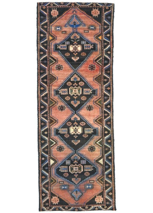 Antique Muted Tribal 3'6X9'5 Distressed Vintage Oriental Runner Rug