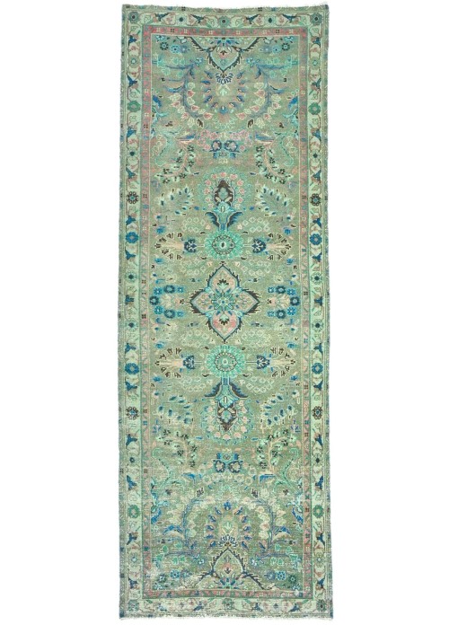 Antique Muted Tribal 4X10 Distressed Vintage Oriental Runner Rug