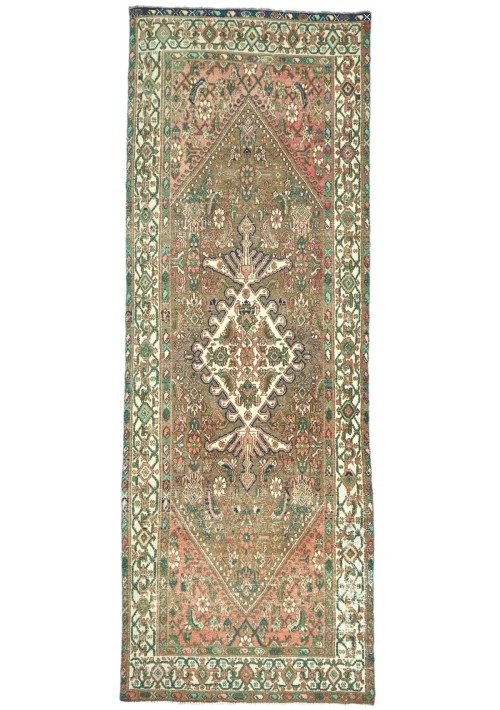 Antique Muted Tribal 4X10 Distressed Vintage Oriental Runner Rug