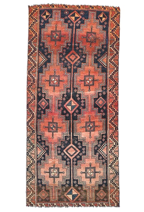 Antique Muted Tribal 4X8 Distressed Vintage Oriental Runner Rug