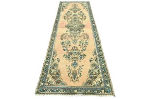 Antique Muted Peach Tribal 3X9 Distressed Vintage Oriental Runner Rug