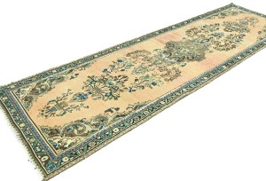 Antique Muted Peach Tribal 3X9 Distressed Vintage Oriental Runner Rug