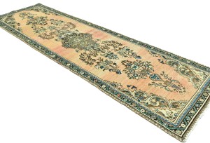 Antique Muted Peach Tribal 3X9 Distressed Vintage Oriental Runner Rug
