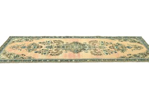 Antique Muted Peach Tribal 3X9 Distressed Vintage Oriental Runner Rug