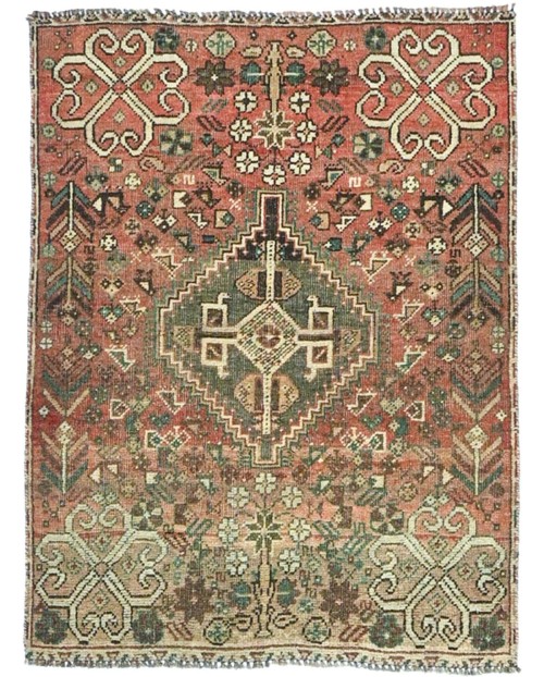 Antique Muted Rusty Red Tribal 3X4 Distressed Vintage Oriental Rug