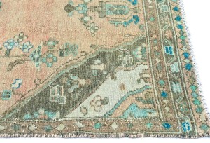 Antique Muted Coral Tribal 3X9'5 Distressed Vintage Oriental Runner Rug