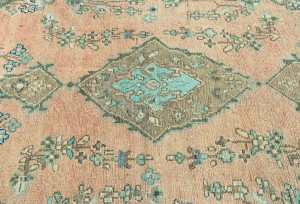 Antique Muted Coral Tribal 3X9'5 Distressed Vintage Oriental Runner Rug