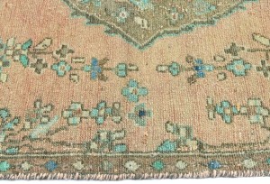 Antique Muted Coral Tribal 3X9'5 Distressed Vintage Oriental Runner Rug