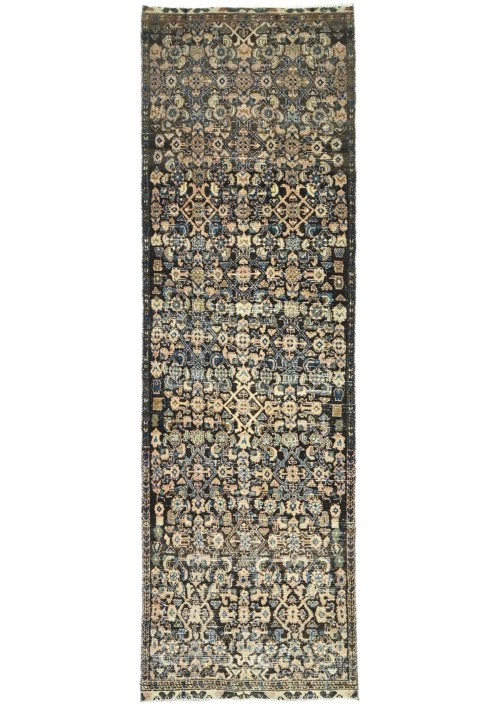 Antique Muted Brown Tribal 3X9 Distressed Vintage Oriental Runner Rug