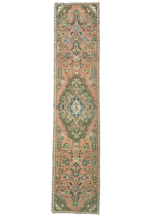 Antique Muted Tribal 2'7X8'6 Distressed Vintage Oriental Runner Rug