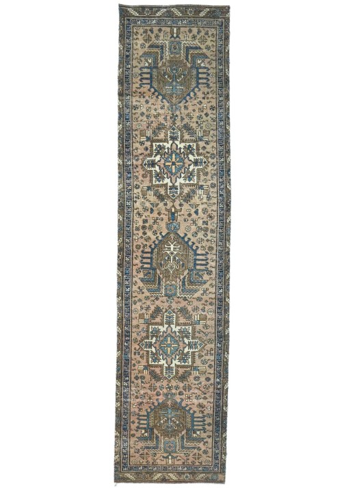 Antique Muted Rusty Beige Tribal 3X11 Distressed Vintage Oriental Runner Rug