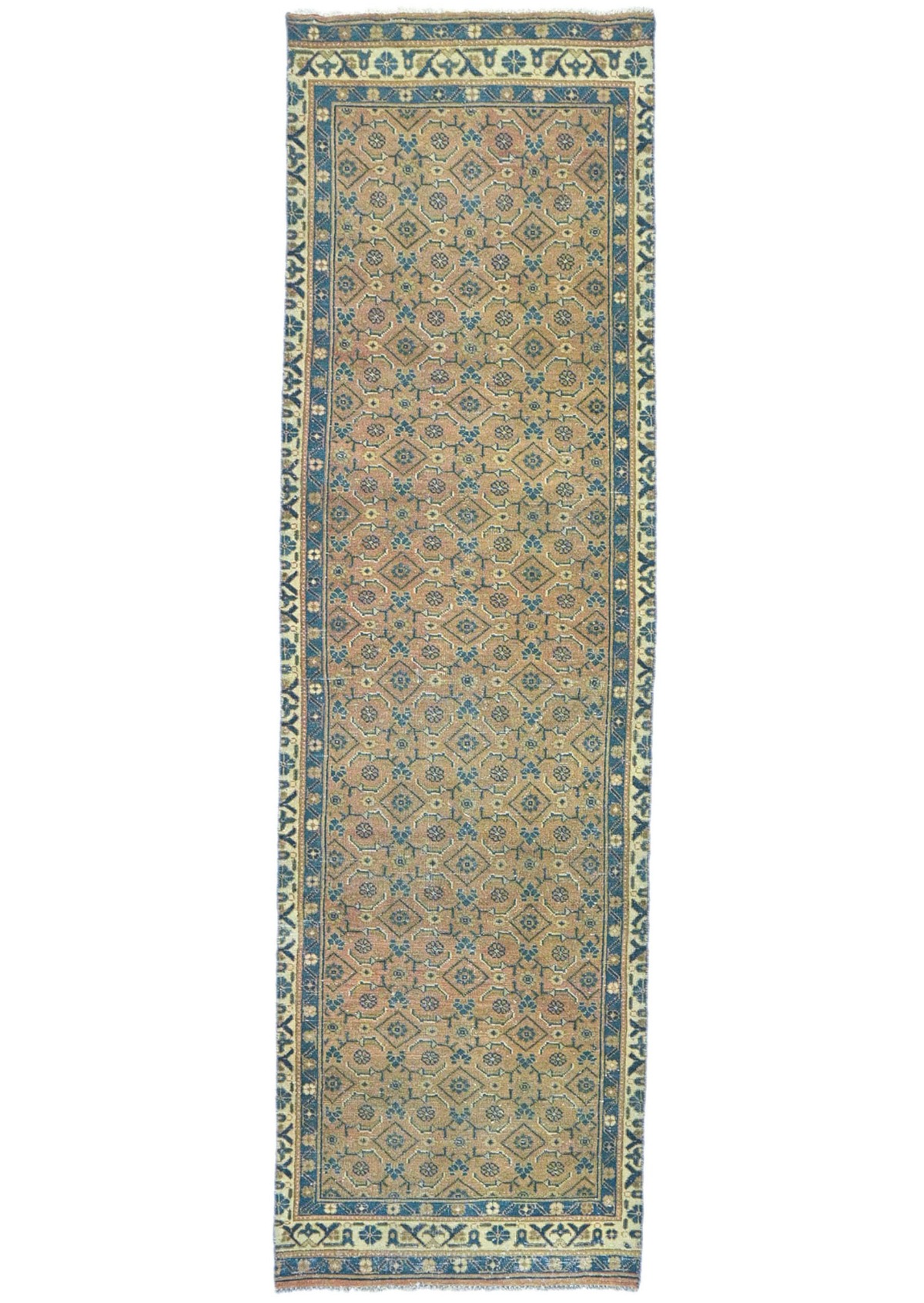 Antique Muted Tribal 3X10 Distressed Vintage Oriental Runner Rug