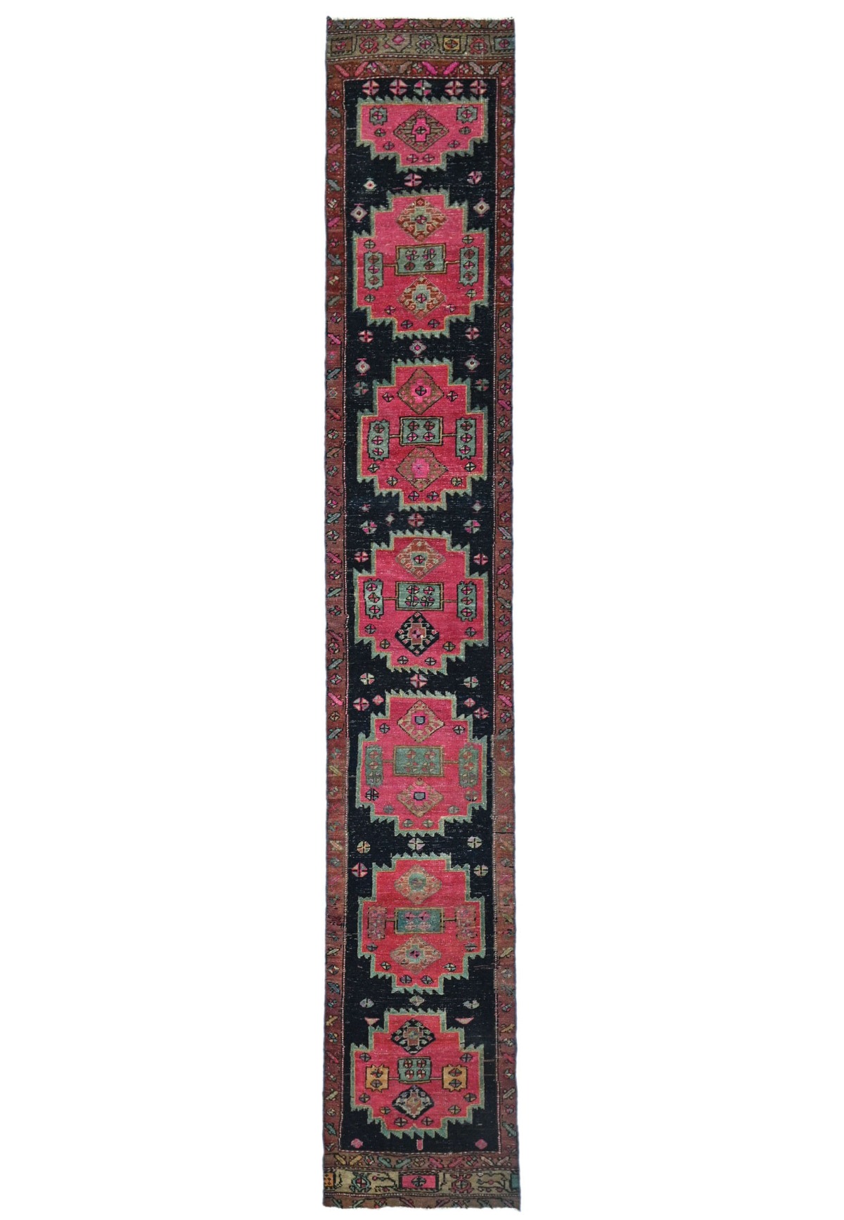 Antique Muted Tribal 2X13 Distressed Vintage Oriental Runner Rug