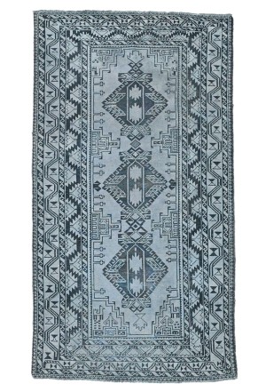 Antique Muted Gray Tribal 3'6X6'3 Distressed Vintage Oriental Rug Rug