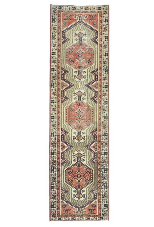 Antique Muted Tribal 3X11 Distressed Vintage Oriental Runner Rug