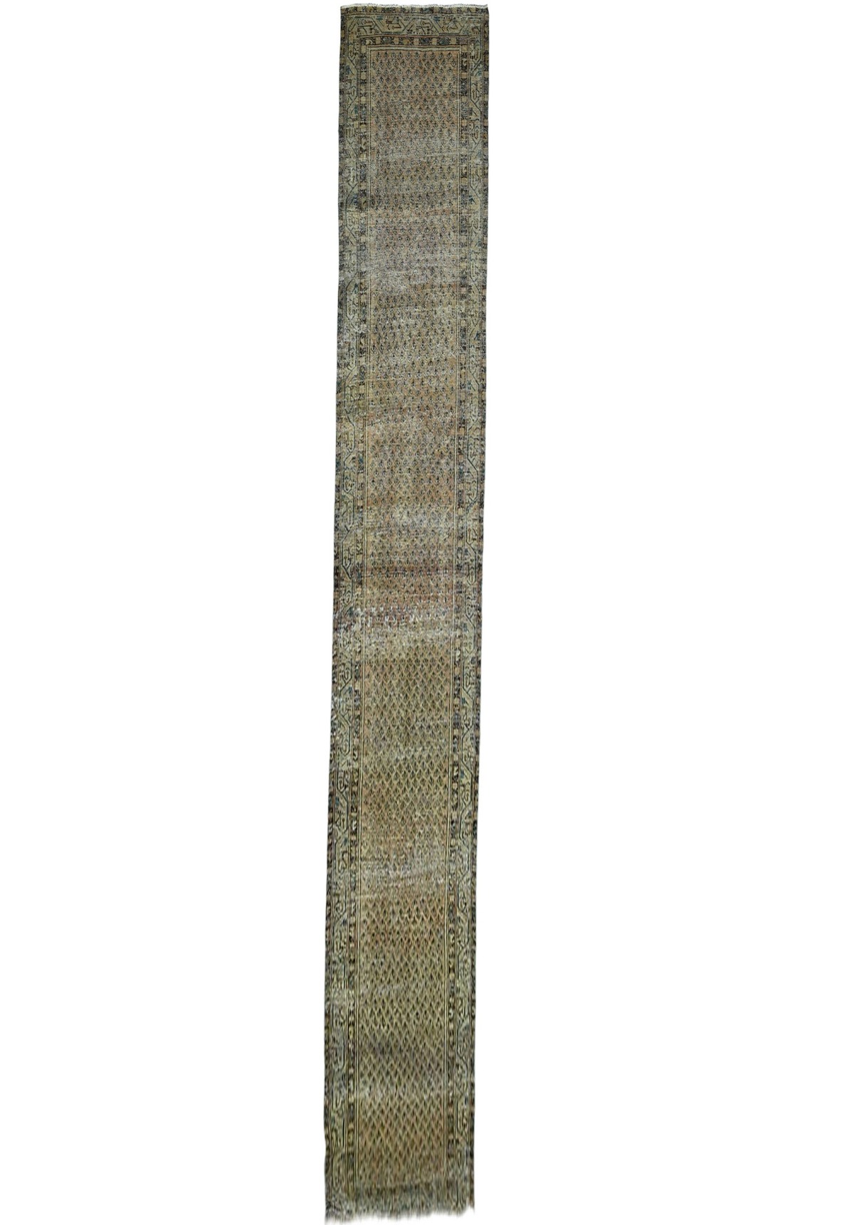 Antique Muted Tribal 3X20 Distressed Vintage Oriental Runner Rug