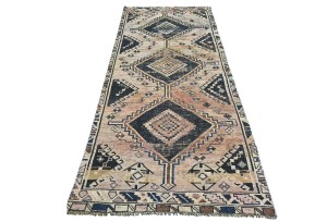 Antique Muted Tribal 4X9 Distressed Vintage Oriental Runner Rug