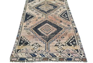 Antique Muted Tribal 4X9 Distressed Vintage Oriental Runner Rug