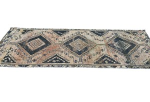 Antique Muted Tribal 4X9 Distressed Vintage Oriental Runner Rug