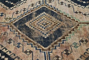 Antique Muted Tribal 4X9 Distressed Vintage Oriental Runner Rug