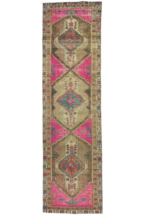 Antique Muted Tribal 3X10 Distressed Vintage Oriental Runner Rug