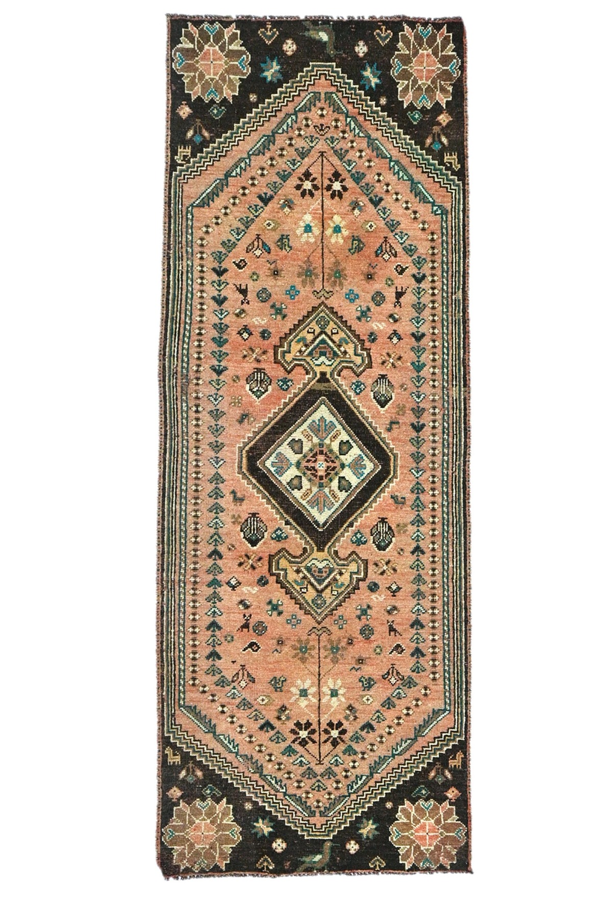 Antique Muted Tribal 3X9 Distressed Vintage Oriental Runner Rug