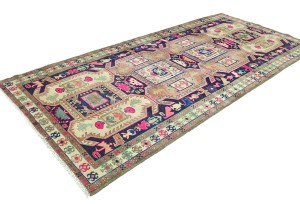 Antique Muted Tribal 4'6X9'8 Distressed Vintage Oriental Rug