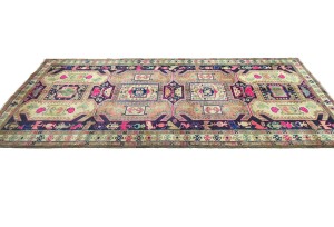 Antique Muted Tribal 4'6X9'8 Distressed Vintage Oriental Rug