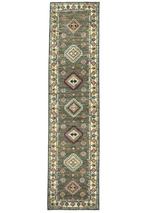 Brown Tribal Geometric 3X11 Kazak Pakistan Oriental Runner Rug